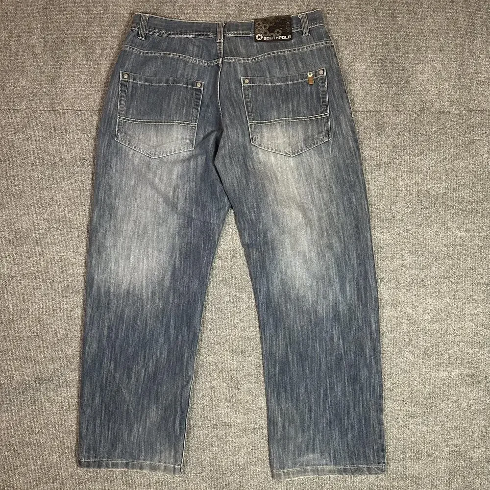 Southpole Wide Leg Jeans Mens 38 Blue Baggy Skate Relaxed Fit Denim Y2K VTG